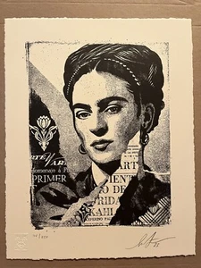 Frida Kahlo Shepard Fairey Letterpress Art Print Poster Obey Woman Who Pain LE - Afbeelding 1 van 1