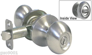 Entrance Entry Satin Nickel Oval Egg Shape Keyed Handle Knob Door Lock Lockset - Picture 1 of 2