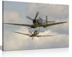 Raf Supermarine Spitfires Canvas Wall Art Picture Print - Picture 1 of 1