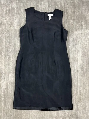 Worthington Dress Womens 10 Black 100% Silk Sleeveless Scoop Neck Zip Up - Image 1 of 4