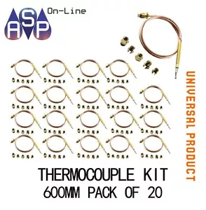 UNIVERSAL THERMOCOUPLE 600MM/60CM KIT PACK OF 20 - TO SUIT MOST APPLIANCES - Picture 1 of 4