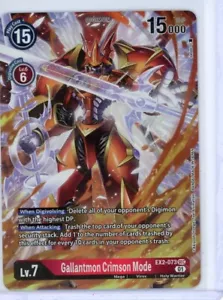 MODO CARMESÍ GALLANTMON Digimon CCG Peligro Digital LÁMINA DE ARTE ALTERNATIVA EX2-073 - Imagen 1 de 2