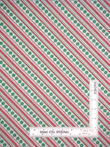 Christmas Holiday Diagonal Stripe on White Cotton Fabric Windham Joy By The Yard - Picture 1 of 1