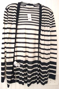 Neu mit Etikett Loft leichte Strickjacke marineblau & elfenbeinfarben gestreift vorne offen Größe XS - Bild 1 von 4