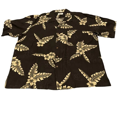 Hawaiian Silk Button Shirt Weekender Against The Elements Mens 2XL Palm Trees - Image 1 of 4