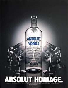 2000 Absolut Homage Vodka Bottle Bent Martini Glasses photo vintage print ad - Picture 1 of 1