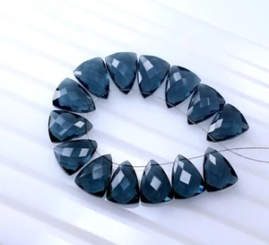 London Blue Color Quartz Faceted Trillion Pair Beads Briolettes 15X11MM Approx - Picture 1 of 3