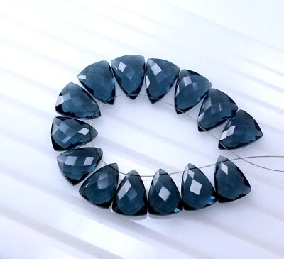 London Blue Color Quartz Faceted Trillion Pair Beads Briolettes 15X11MM Approx - Image 1 of 3