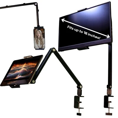 FORTIHOLD Aluminum Phone, Tablet, & Portable Monitor Stand mount. Adjustable - Image 1 of 4