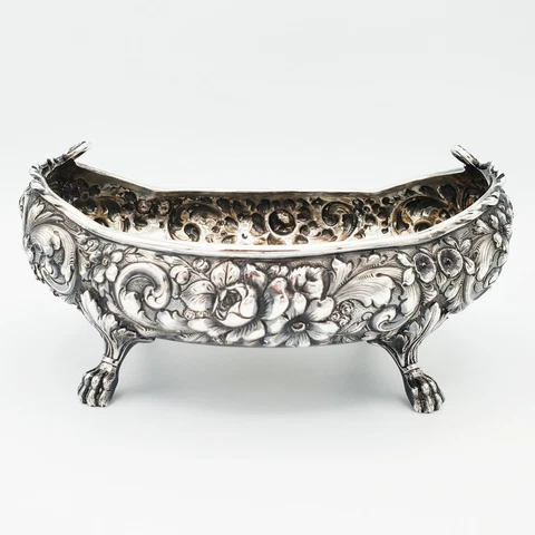 Rare Sterling Reed & Barton Repousse Footed Bowl Dish 30 A Cover