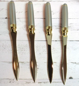 Lot of 4 Silver Tone Letter Opener Gold Chrome Plated Steel 6" Long+Gift Pouch - Picture 1 of 1