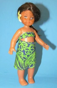 Vtg Wahine Blow Mold Anekona Hawaiian Doll with Outfit Hong Kong 9" L@@K - Picture 1 of 3