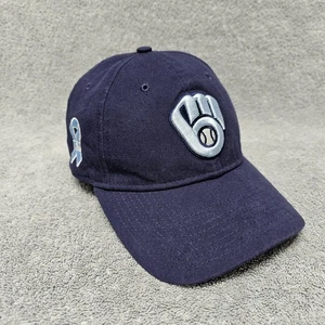 Milwaukee Brewers Hat Blue Cancer Ribbon Side Embroidery New Era Strapback - Picture 1 of 20