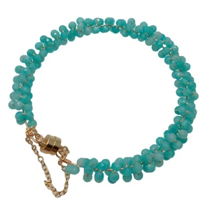 8" Natural Blue Peruvian Amazonite Bracelet - Picture 1 of 7