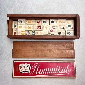 Vintage Rummikub Board Game Made in Israel Wooden Box Complete Tile Set Judaica - Picture 1 of 8