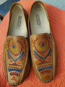 LADIES PIKOLINOS Stitching Leather Moccasin Shoes SIZE EU 37 US 6.5-7 Slip On EC - Picture 1 of 14