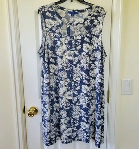 APT.9 Dress XXL Blue Floral Textured Cutout Sleeveless Shift NWT - Picture 1 of 9