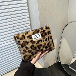 Zipper Design Sanitary Mat Bag Plush Canvas Credit Card Holder Woman Girls - Picture 1 of 11