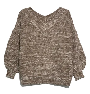 Zenana Shades of Brown V-Neck Pullover Long Sleeve Sweater, size L - Picture 1 of 4