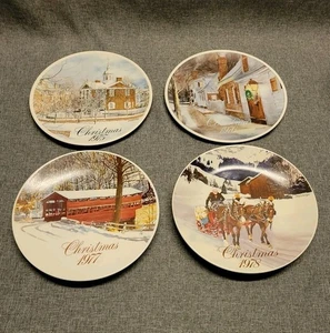 4 Vtg Smuckers Christmas Collector Plate Lot David Coolidge 1975-1978 - Picture 1 of 16