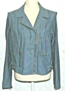 AS by DF Women's Blue Cotton Chambray Zipper Jacket w/ Pockets & Buckles Large - Picture 1 of 4