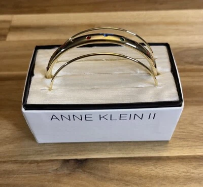 ANNE KLEIN 金色 3 件套彩虹水晶手镯手链二手 — 第 1/3 张图片