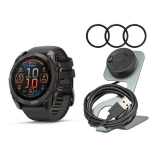 Garmin Fenix 8 AMOLED Sapphire 51mm GPS Black and Pebble Gray Smartwatch Bundle - Picture 1 of 7