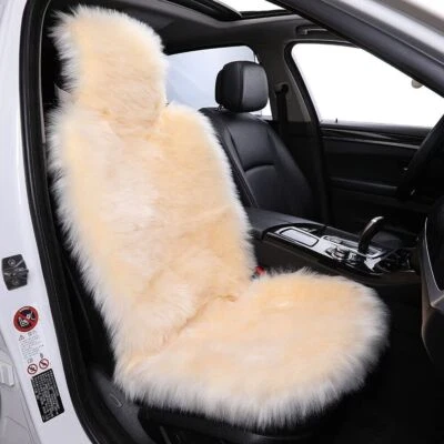 1PC Faux Sheepskin Fur Car Seat Cover Soft Warm Plush Full car Front seat Case - Image 1 of 4