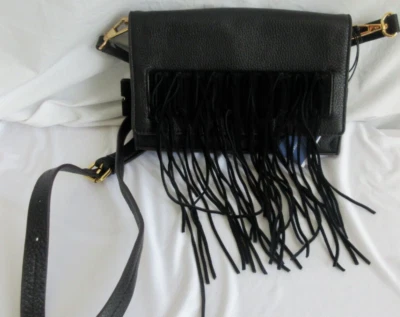 Rebecca Minkoff Fringe Black Leather Crossbody Bag NWT - Image 1 of 4