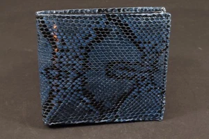 CARTERA MONEDERO HOMBRE VAQUERO AZUL PITÓN AUTÉNTICO CUERO MONEDERO ROMA 82 - Imagen 1 de 8