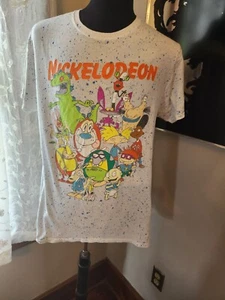 Camisa de TV Nickelodeon Personajes Salpicaduras de Pintura Blanca Años 90 Talla Grande Rockos Rugrats - Imagen 1 de 2