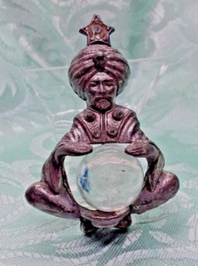 Fortune Teller, Swami, Gypsy Jelly Belly Style Vintage Pin, Gray Metal, Glass - Picture 1 of 9