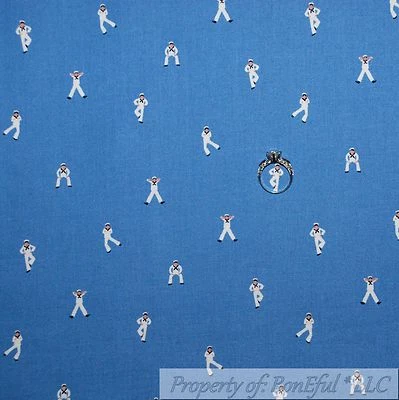 BonEful Fabric FQ Cotton Quilt Blue White US Navy Military Ship Boy Small Stripe - Image 1 of 4