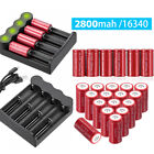 16340 Battery 2800mAh RCR123A Rechargeable 3.7V Li-ion Cell 4 Slot Charger Lot