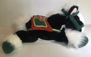 Commonwealth Christmas Pony Horse Black Large Vtg Plush Saddle Laying Down 14"  - Picture 1 of 8