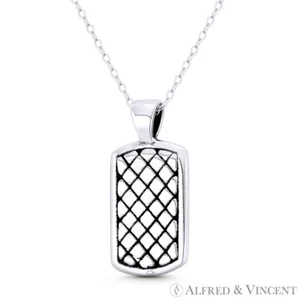 Colgante Dogtag Hueco 29x14 mm Diseño Criss-Cross Oxidado en Plata Esterlina 925 - Imagen 1 de 1