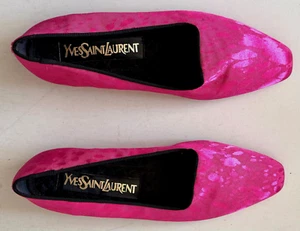 Neu Yves Saint Laurent einzigartige rosa Muster flache Ledersohlen 6 1/2M Made Italy - Bild 1 von 19