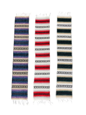 Corredor de mesa Serape vibrante pacote com 3 cores aleatórias estilo falsa mexicano 13 x 68 - - Imagem 1 de 4