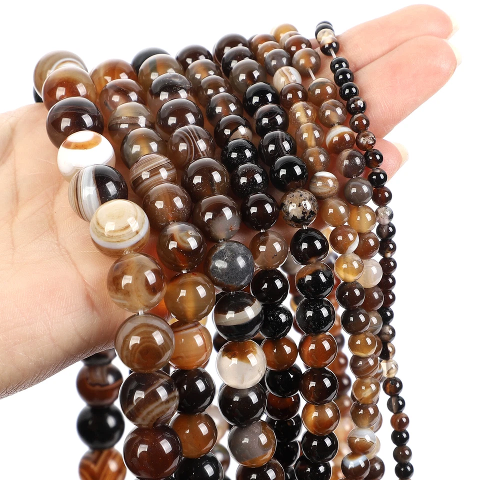 Cuentas espaciadoras redondas de piedras preciosas naturales de ágata de 4 mm 6 mm 8 mm 10 mm 12 mm para hacer joyas  Foto 1 de 4