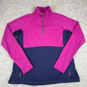 Brooks Running 1/4 Zip Pullover Fleece Purple Blue Womens XL - Picture 1 of 11