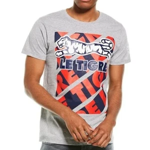 Camisa Le Tigre Patriota Gris Cuello Redondo Camiseta Gráfica Camiseta Y2K Para Hombres Talla Pequeña NUEVA - Imagen 1 de 7
