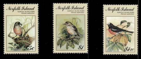Norfolk Island 1990 - Native Robin Bird - Set of 3v - Scott 497-99 - MNH Cover