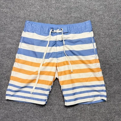 Bañador Merona Para Hombre Pequeño Azul Amarillo Rayas Cordón Bolsillos Forro Foto 1 de 4