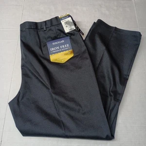 Haggar Premium Iron Free Khakis Men's 44x32 Black Classic Fit Comfort Fabric - Picture 1 of 8