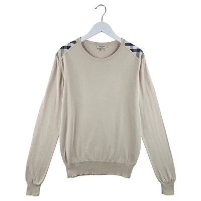 Camiseta Burberry feminina bege gola redonda Nova Check tamanho pequeno P - Imagem 1 de 4