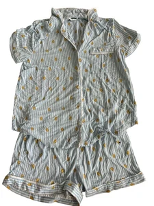 Conjunto de pijama corto estampado Kate Spade New York talla grande a rayas limón 2 piezas - Imagen 1 de 6