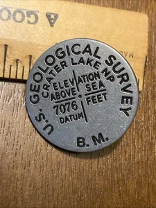 US Geological Survey Bench Mark Pin Krater Lake National Park Metall - Bild 1 von 3