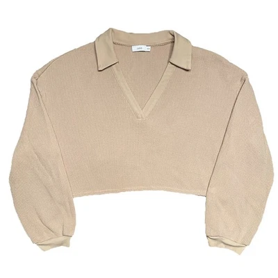 Top Polo ONIA Recortado Tejido Gofre Medio Tostado Marrón Claro Atletismo Recortado Relajado Foto 1 de 4