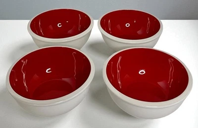 Rachel Ray RISE Soup Cereal Bowl (s) LOT OF 4 Red and White - Image 1 of 4