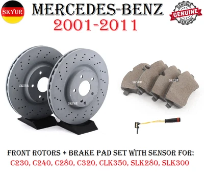 Rotores de freno delanteros con pastillas de freno y sensor para vehículos Mercedes-Benz 2001-2011 Foto 1 de 4